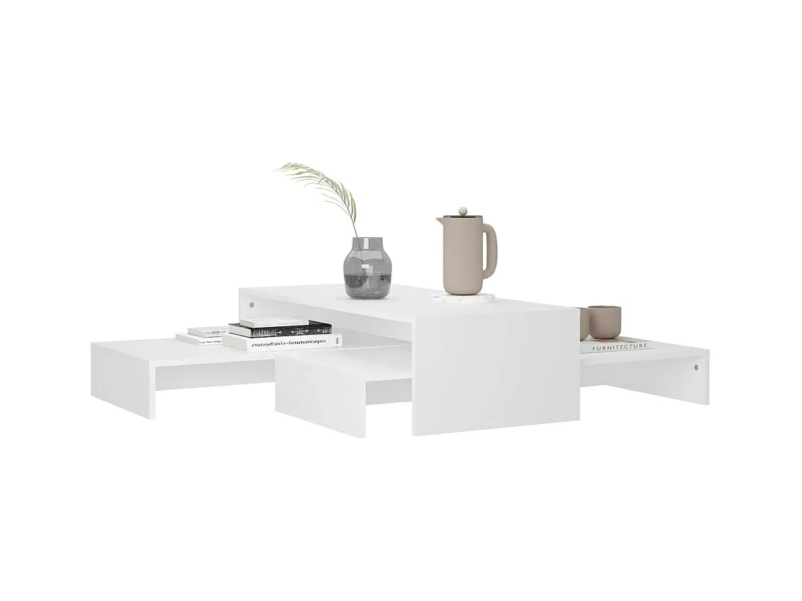 Set tables basses gigognes Blanc 100x100x26,5 cm Aggloméré