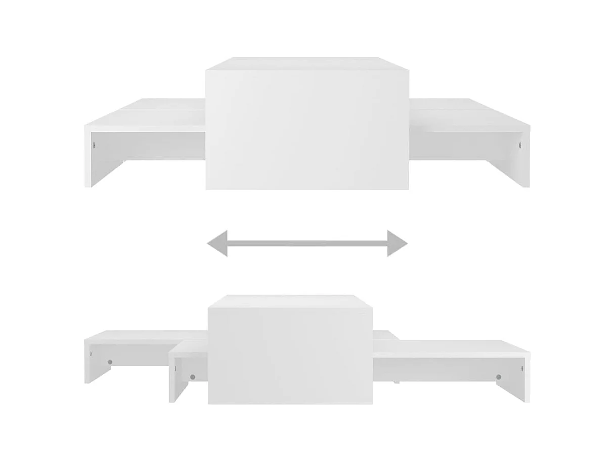Set tables basses gigognes Blanc 100x100x26,5 cm Aggloméré