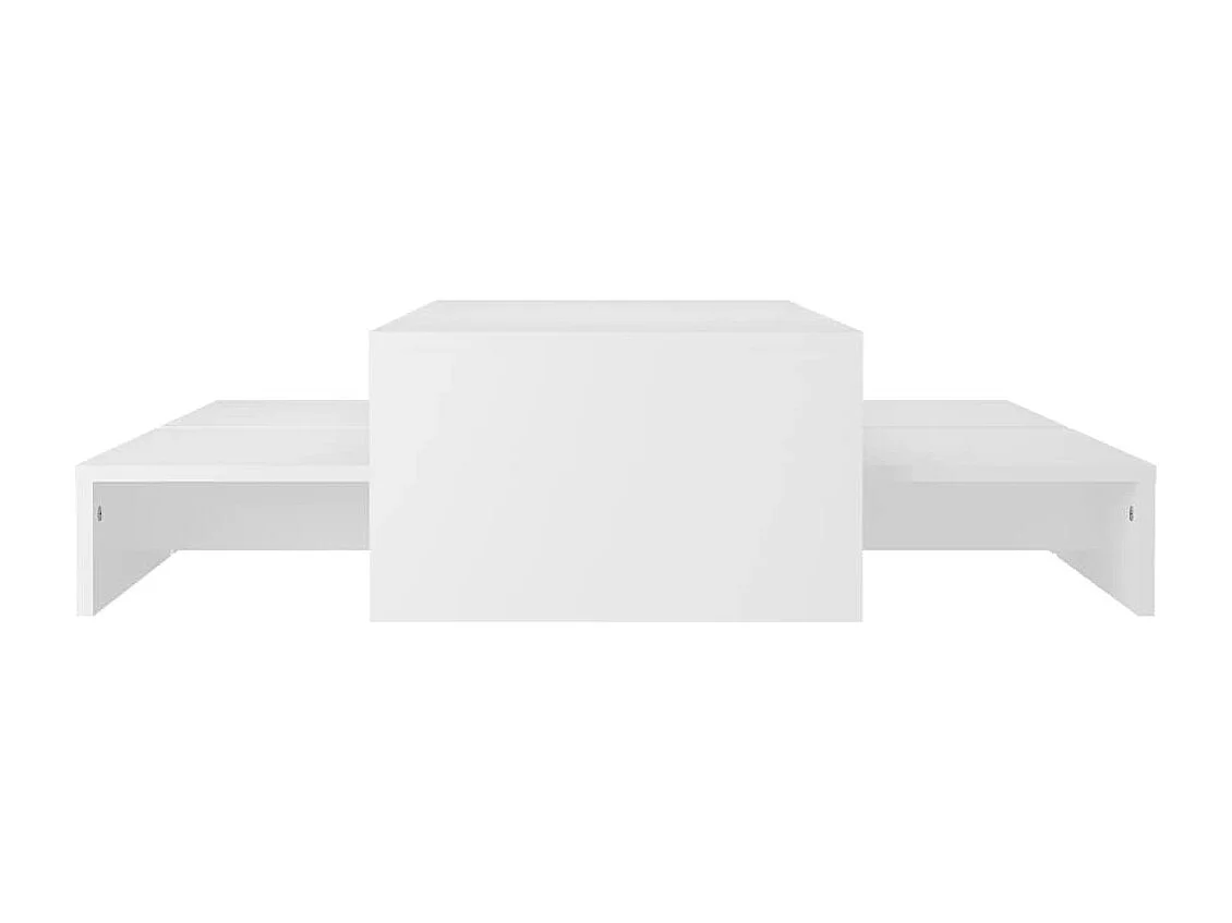 Set tables basses gigognes Blanc 100x100x26,5 cm Aggloméré