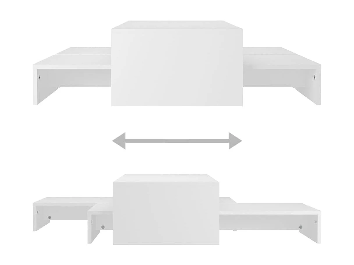 Set tables basses gigognes Blanc 100x100x26,5 cm Aggloméré