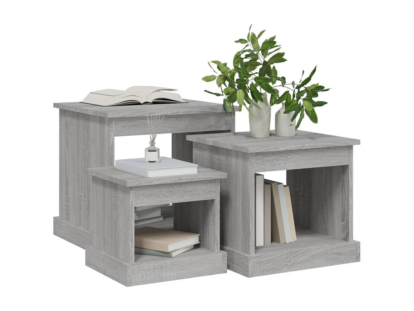 Tables gigognes 3 pièces sonoma gris bois d'ingénierie