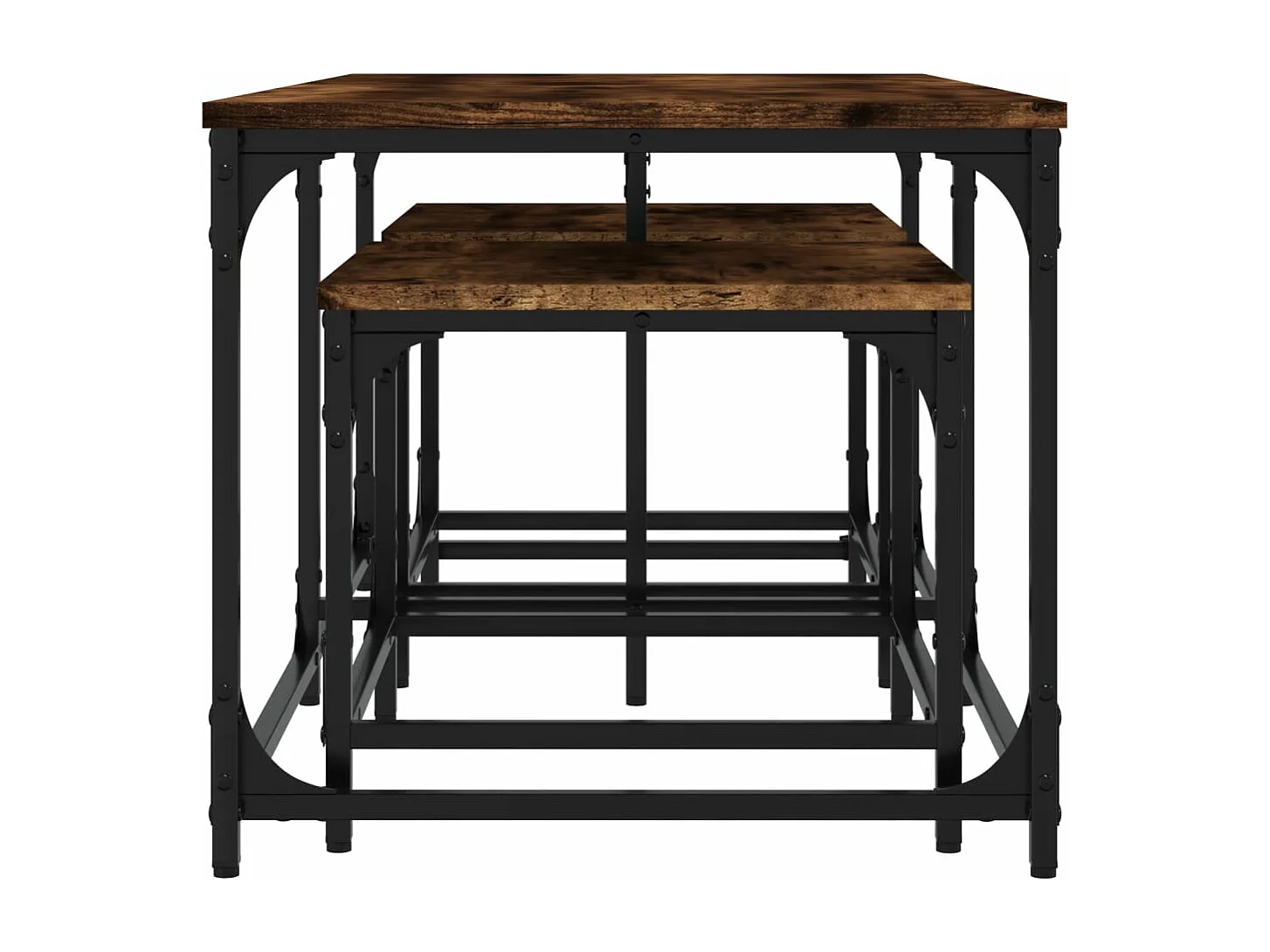 Tables basses gigognes 3 pièces chêne fumé bois d'ingénierie