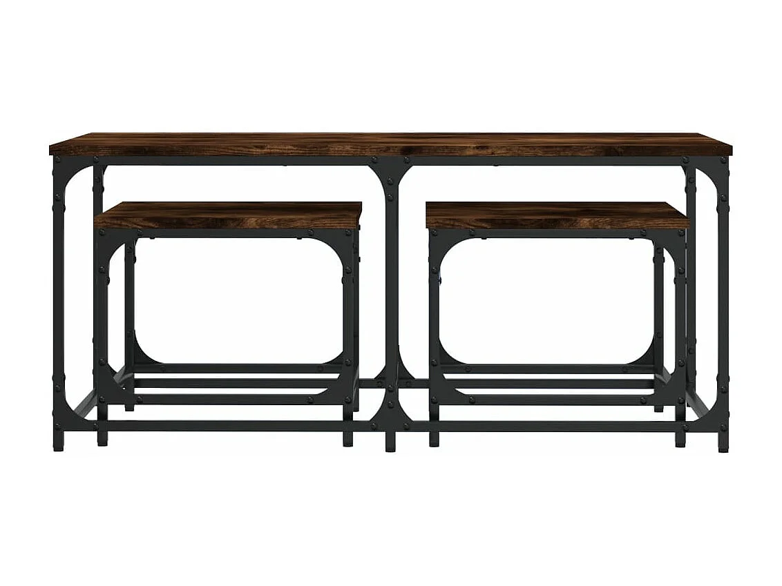 Tables basses gigognes 3 pièces chêne fumé bois d'ingénierie