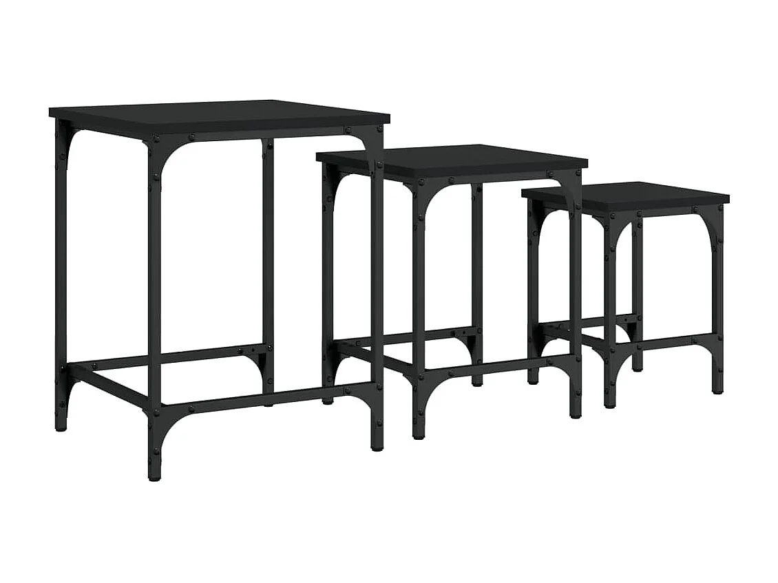 Tables basses gigognes 3 pièces noir bois d'ingénierie
