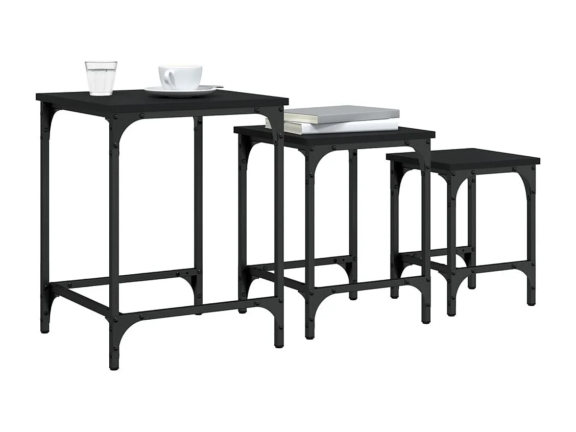 Tables basses gigognes 3 pièces noir bois d'ingénierie