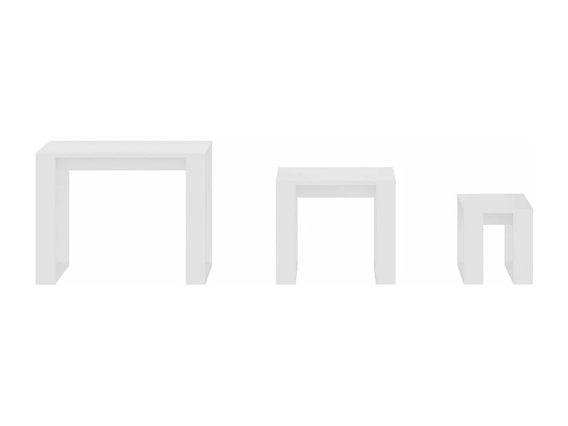 Tables gigognes 3 pièces Blanc Bois d'ingénierie