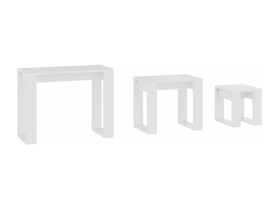 Tables gigognes 3 pièces Blanc Bois d'ingénierie