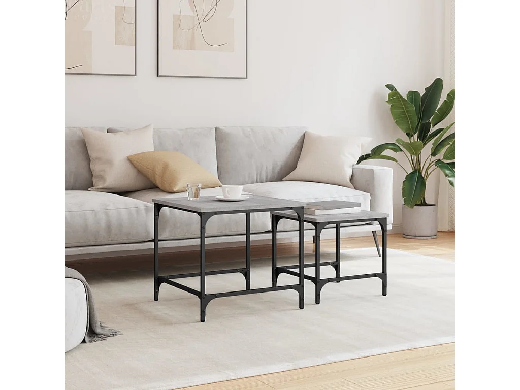 Mesas de centro de encastrar 2 peças deriv. madeira cinza sonoma