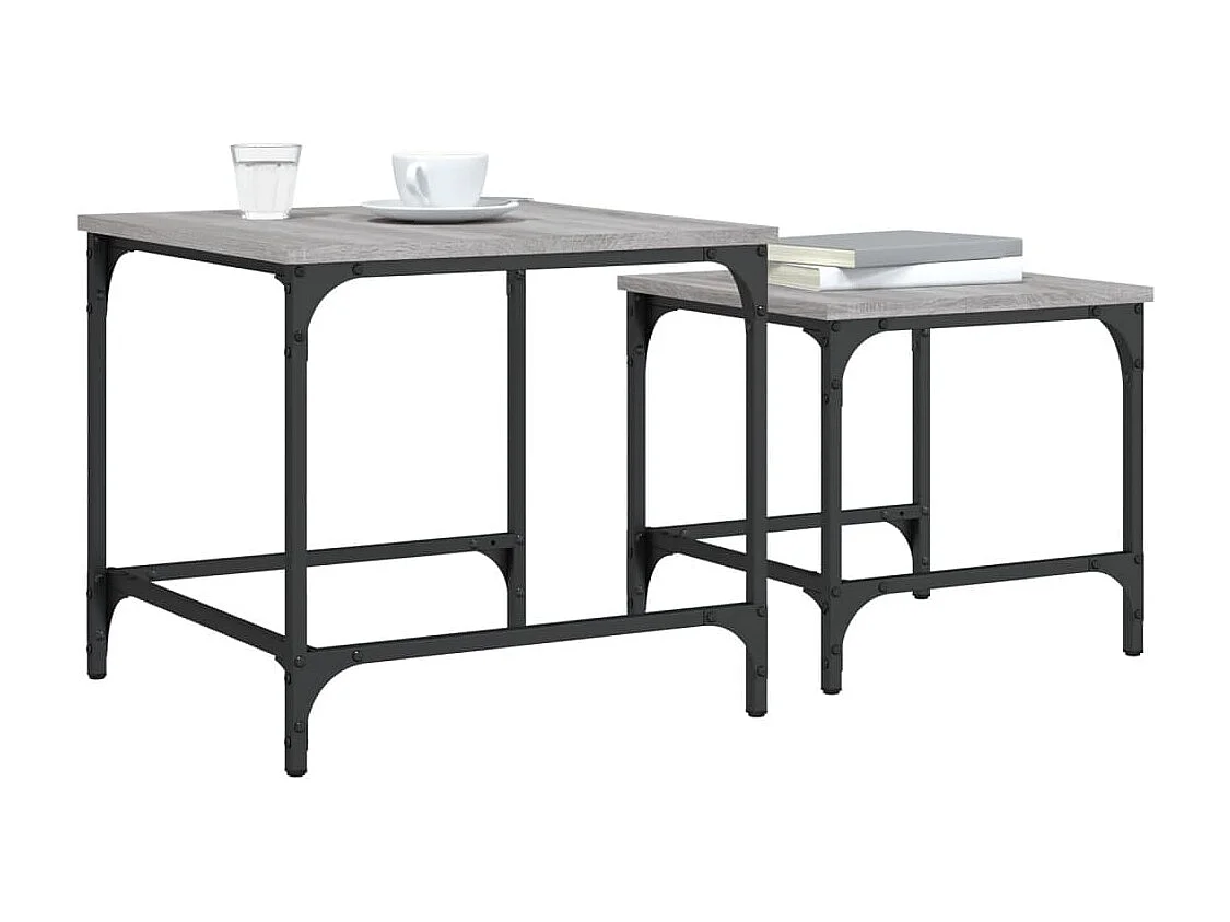 Mesas de centro de encastrar 2 peças deriv. madeira cinza sonoma