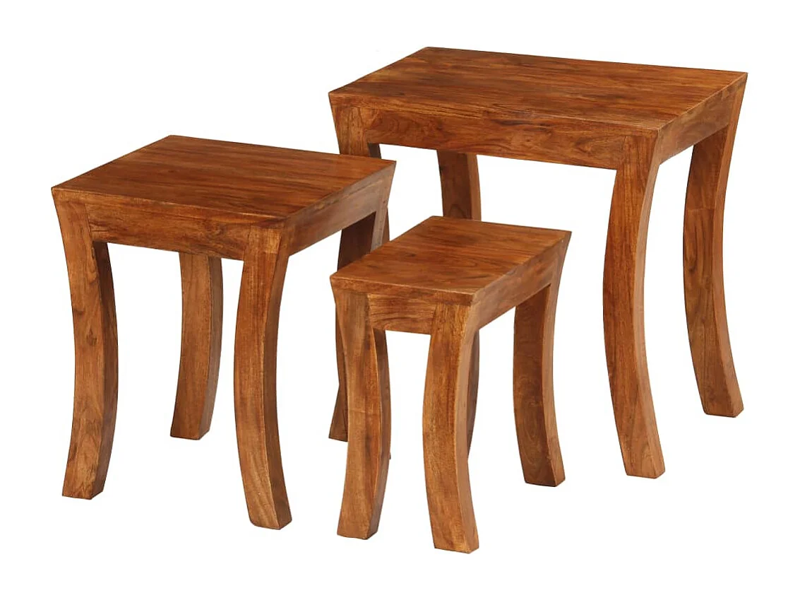 Table gigogne 3 pièces Bois massif d'acacia 50x35x50 cm Marron