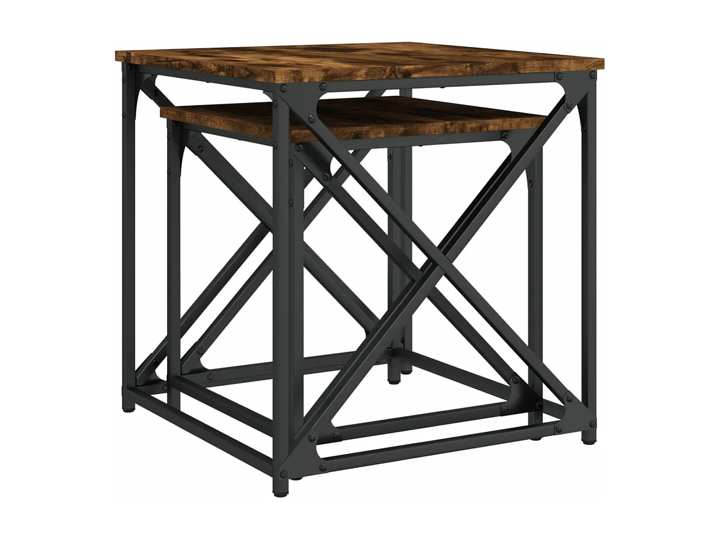 Tables basses gigognes 2 pièces chêne fumé bois d'ingénierie