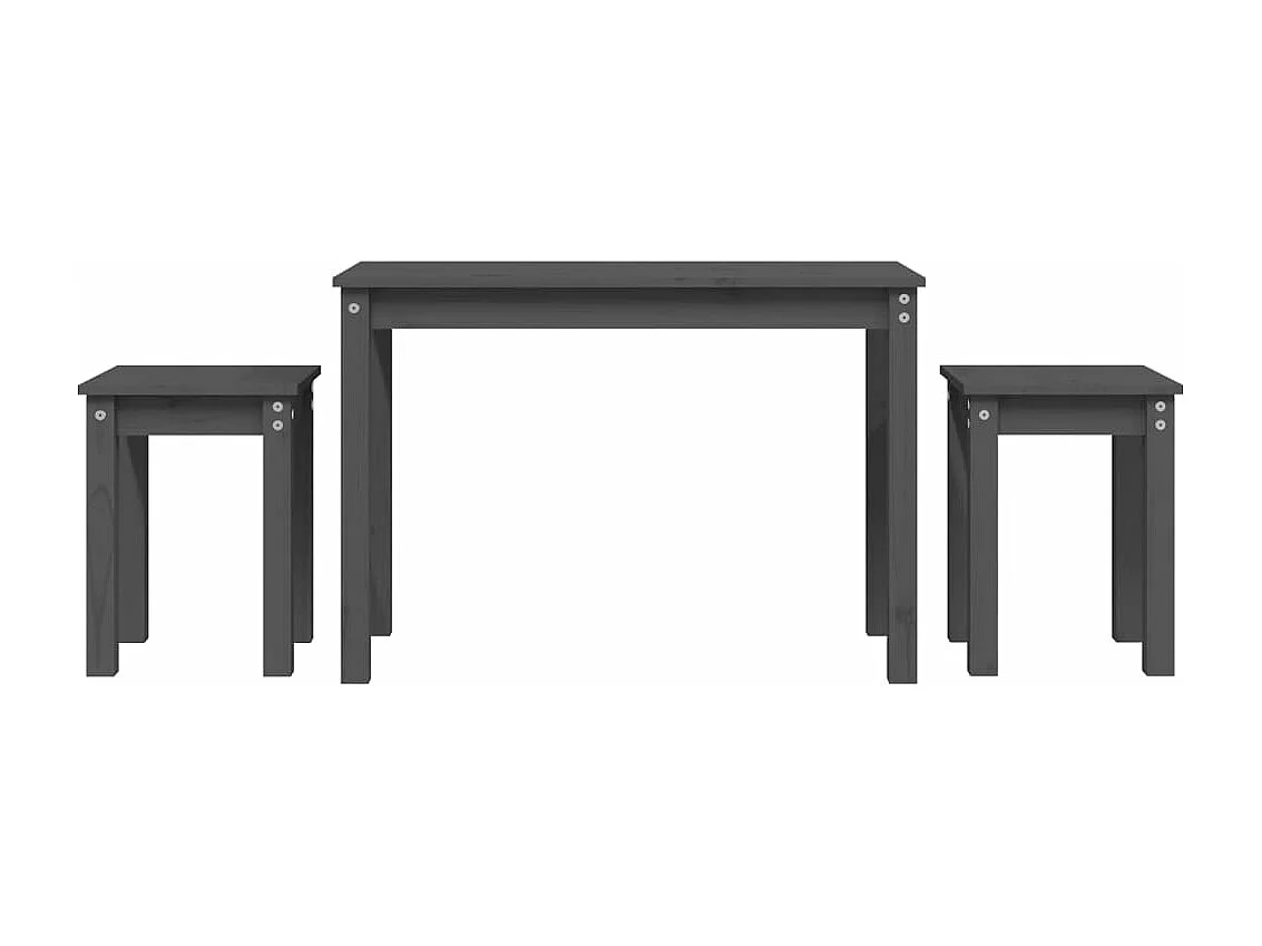 Tables gigognes 3 pièces Gris Bois de pin massif