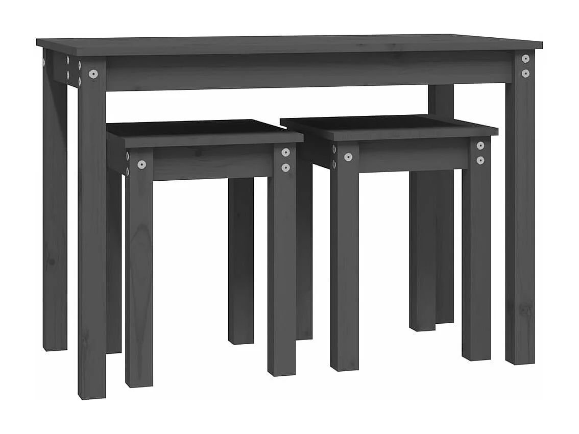 Tables gigognes 3 pièces Gris Bois de pin massif