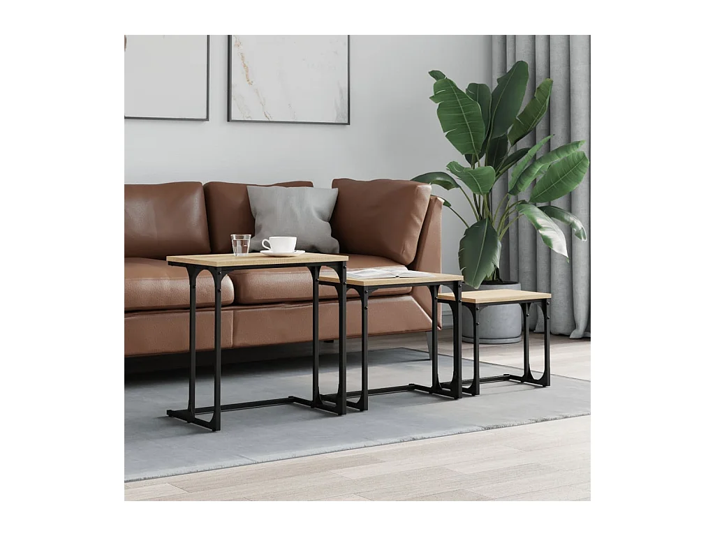Tables basses gigognes 3 pièces chêne sonoma bois d'ingénierie