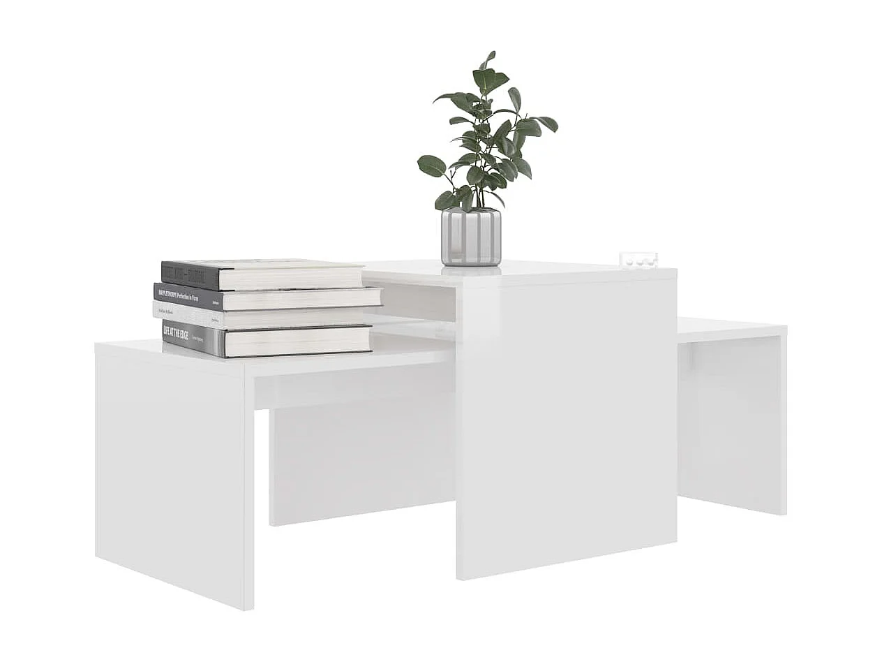 Ensemble de tables basses Blanc brillant 100x48x40 cm Aggloméré