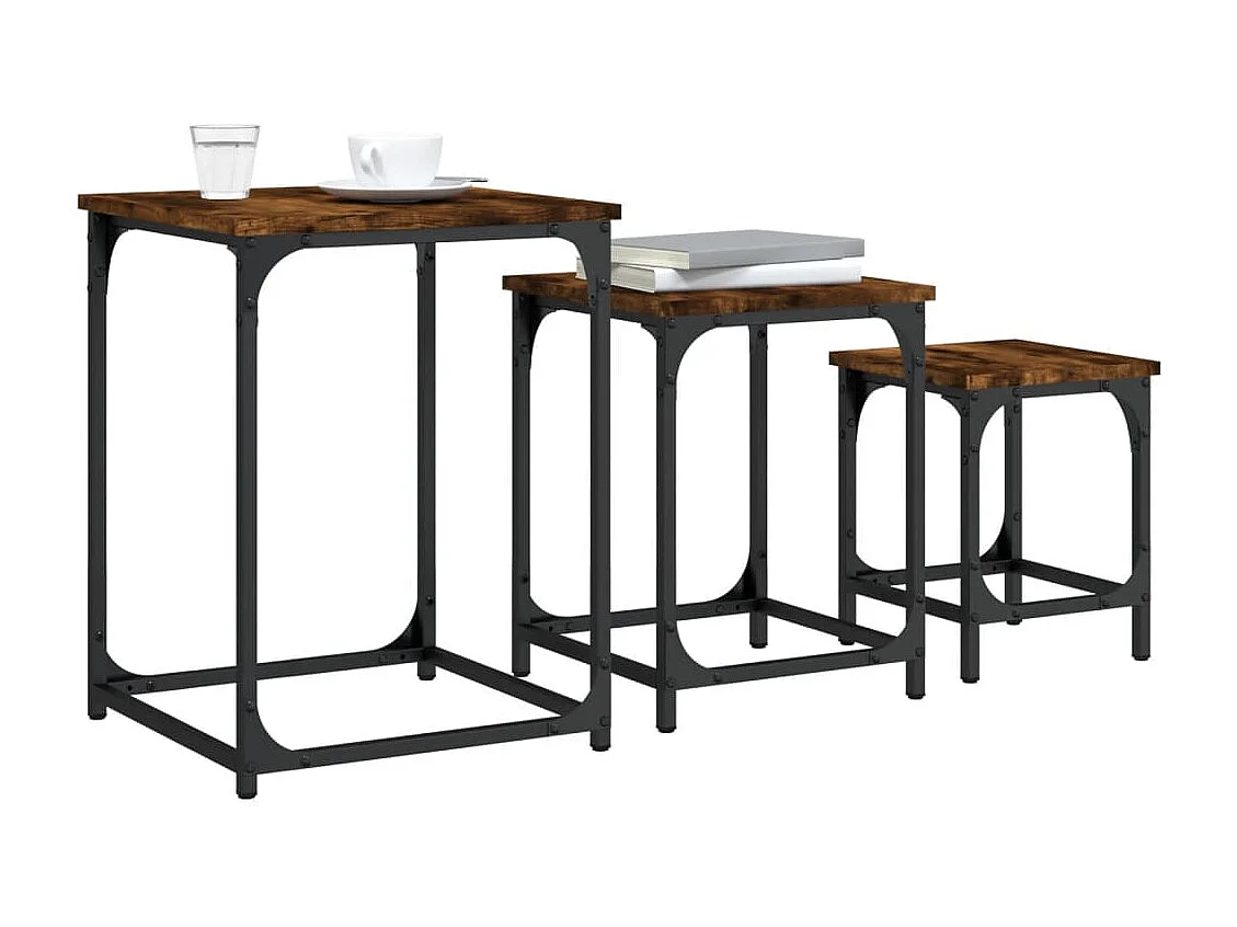 Tables basses gigognes 3 pièces chêne fumé bois d'ingénierie