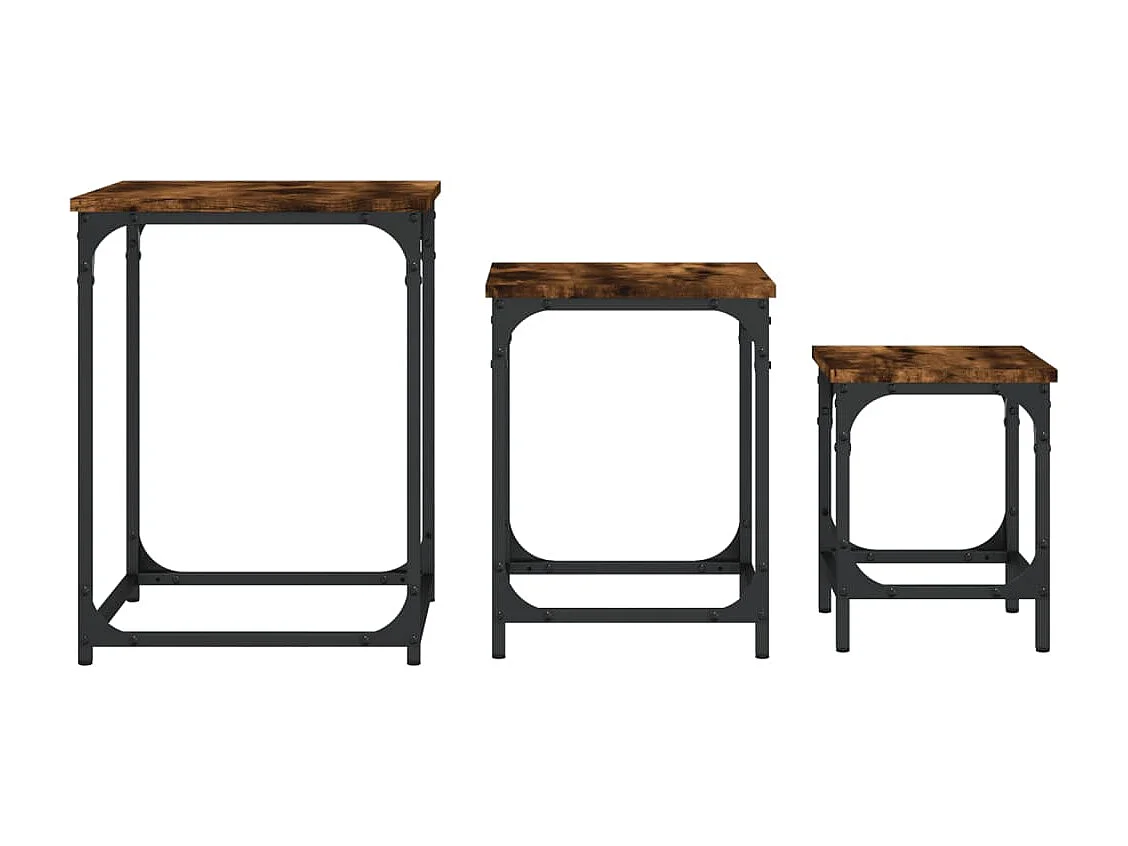 Tables basses gigognes 3 pièces chêne fumé bois d'ingénierie