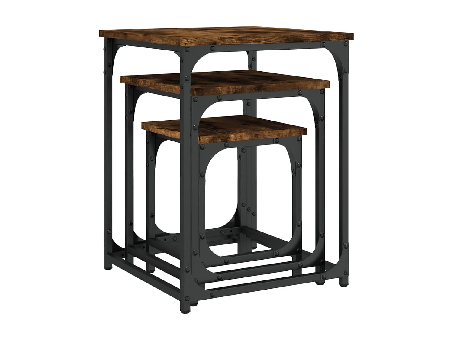 Tables basses gigognes 3 pièces chêne fumé bois d'ingénierie