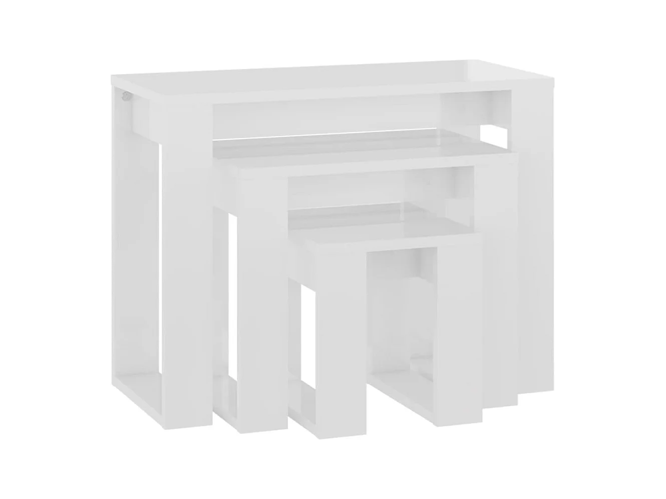 Tables gigognes 3 pièces Blanc brillant Bois d'ingénierie