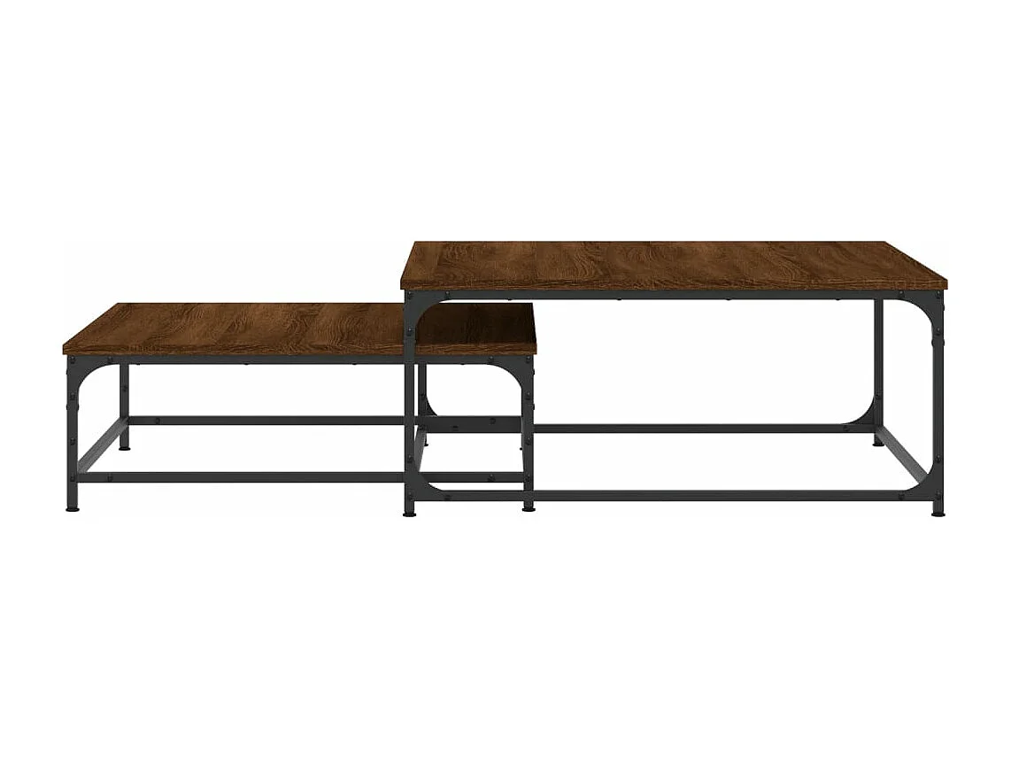 Tables basses gigognes 2 pièces chêne marron bois d'ingénierie