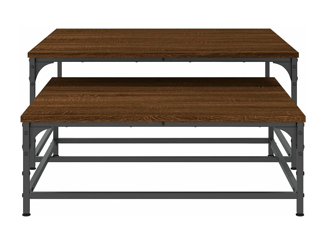 Tables basses gigognes 2 pièces chêne marron bois d'ingénierie