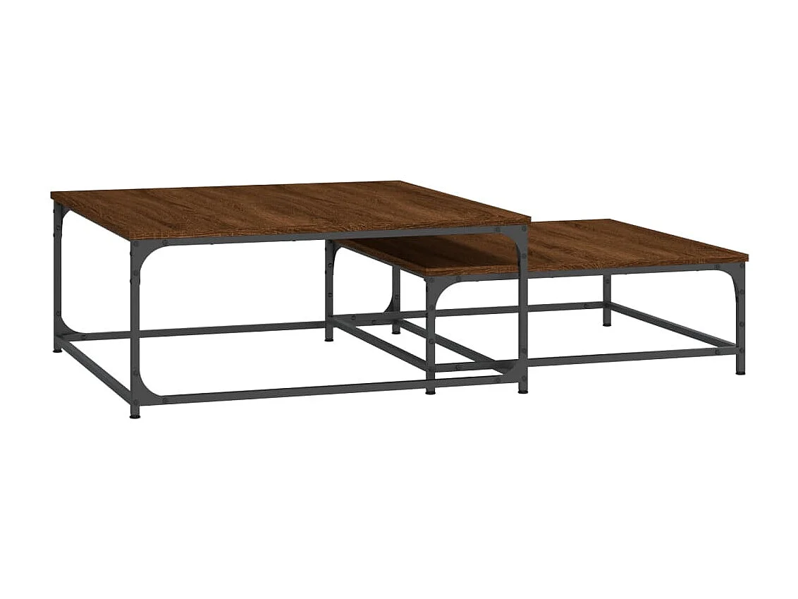 Tables basses gigognes 2 pièces chêne marron bois d'ingénierie