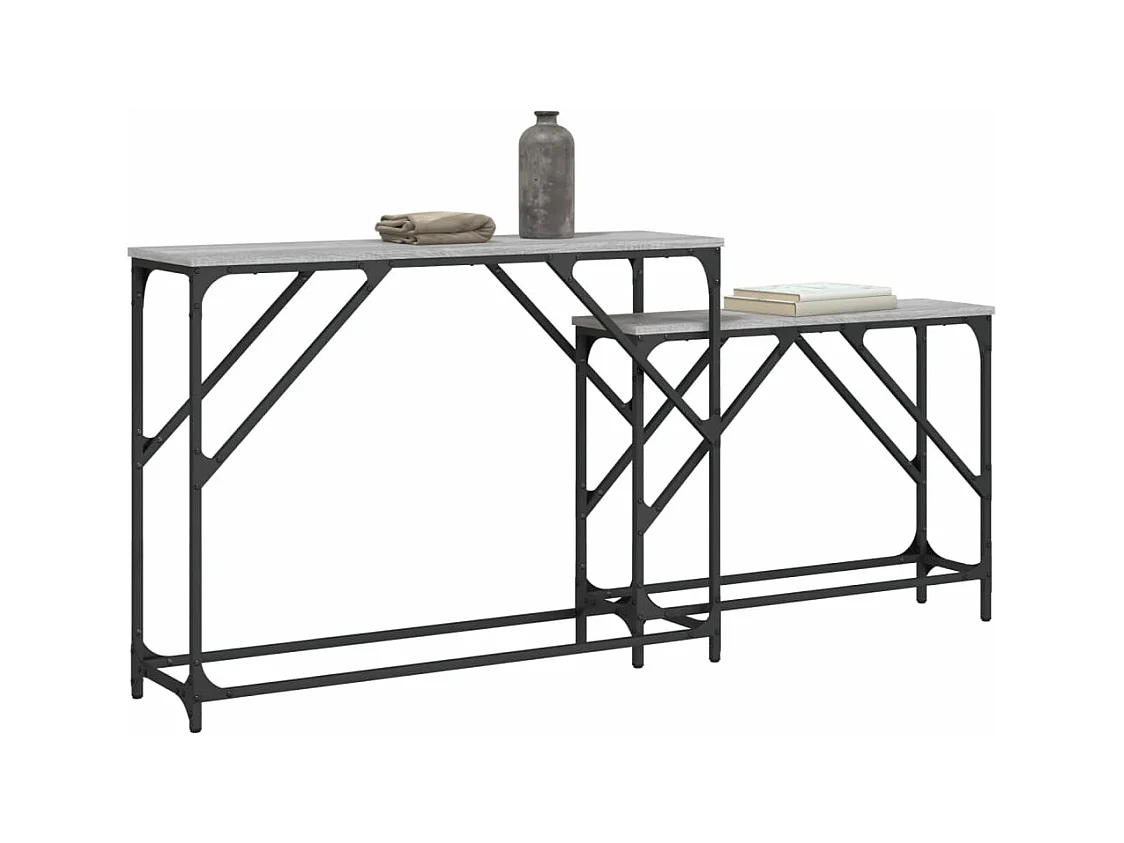 Tables console gigognes 2 pièces sonoma gris bois d'ingénierie