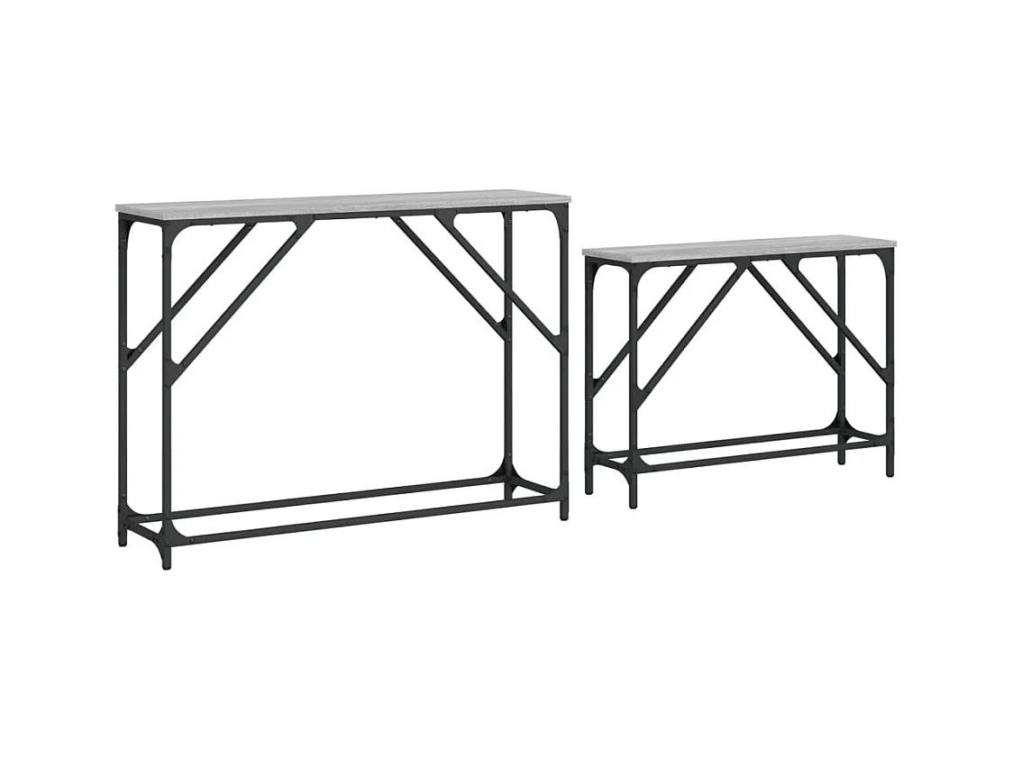 Tables console gigognes 2 pièces sonoma gris bois d'ingénierie
