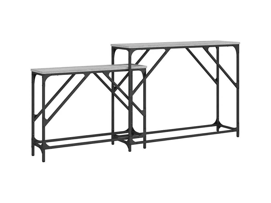 Tables console gigognes 2 pièces sonoma gris bois d'ingénierie