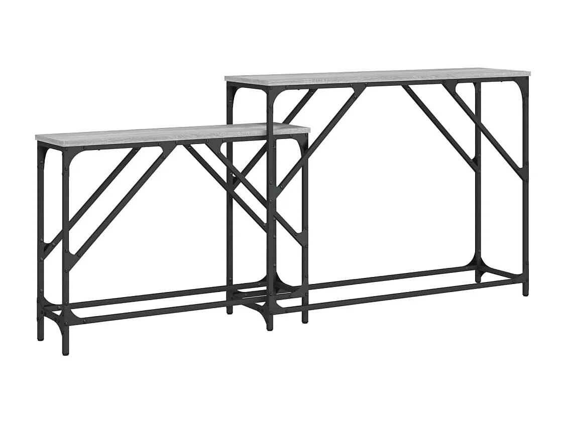 Tables console gigognes 2 pièces sonoma gris bois d'ingénierie