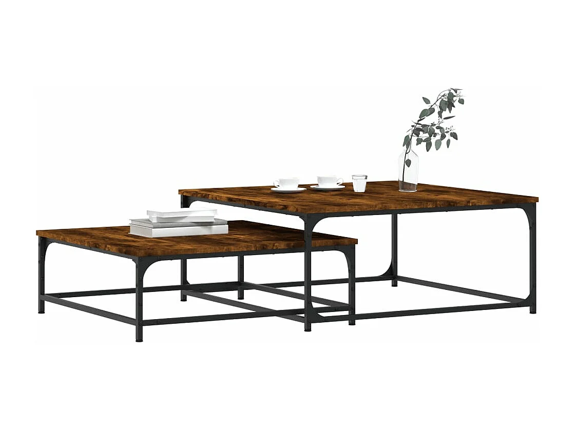 Tables basses gigognes 2 pièces chêne fumé bois d'ingénierie