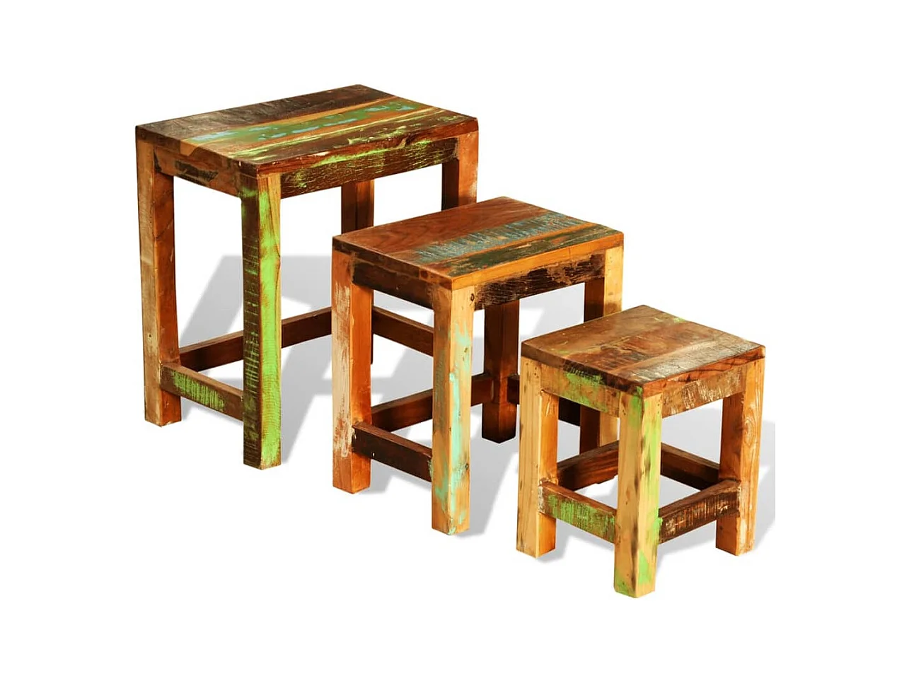 Table gigogne 3 pièces vintage Bois de récupération