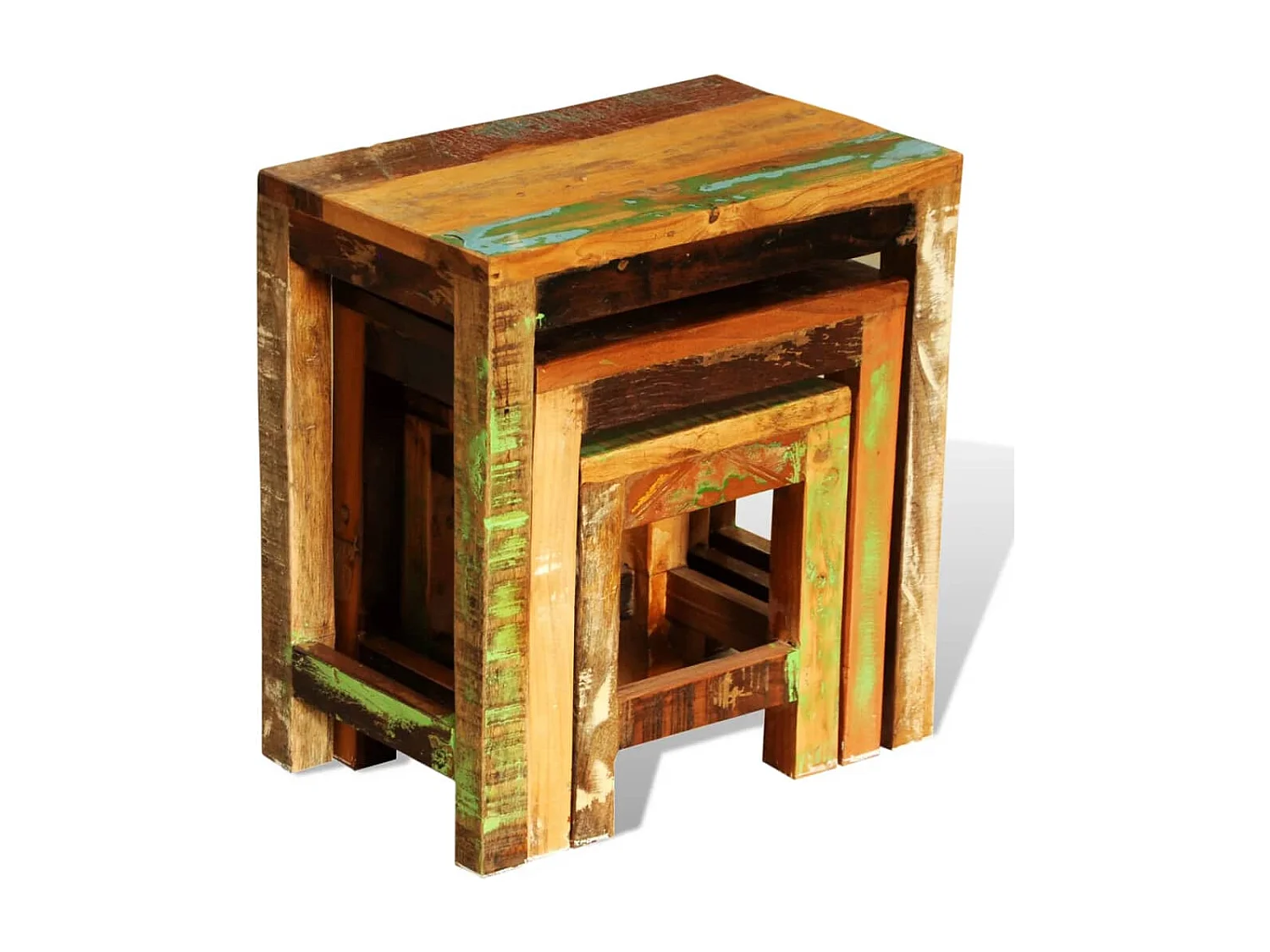 Table gigogne 3 pièces vintage Bois de récupération