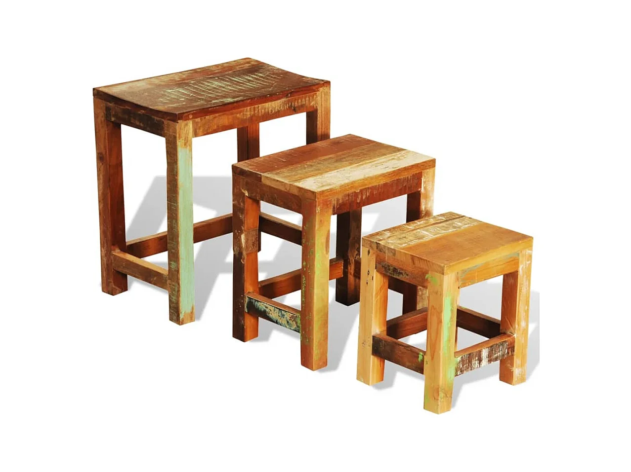 Table gigogne 3 pièces vintage Bois de récupération