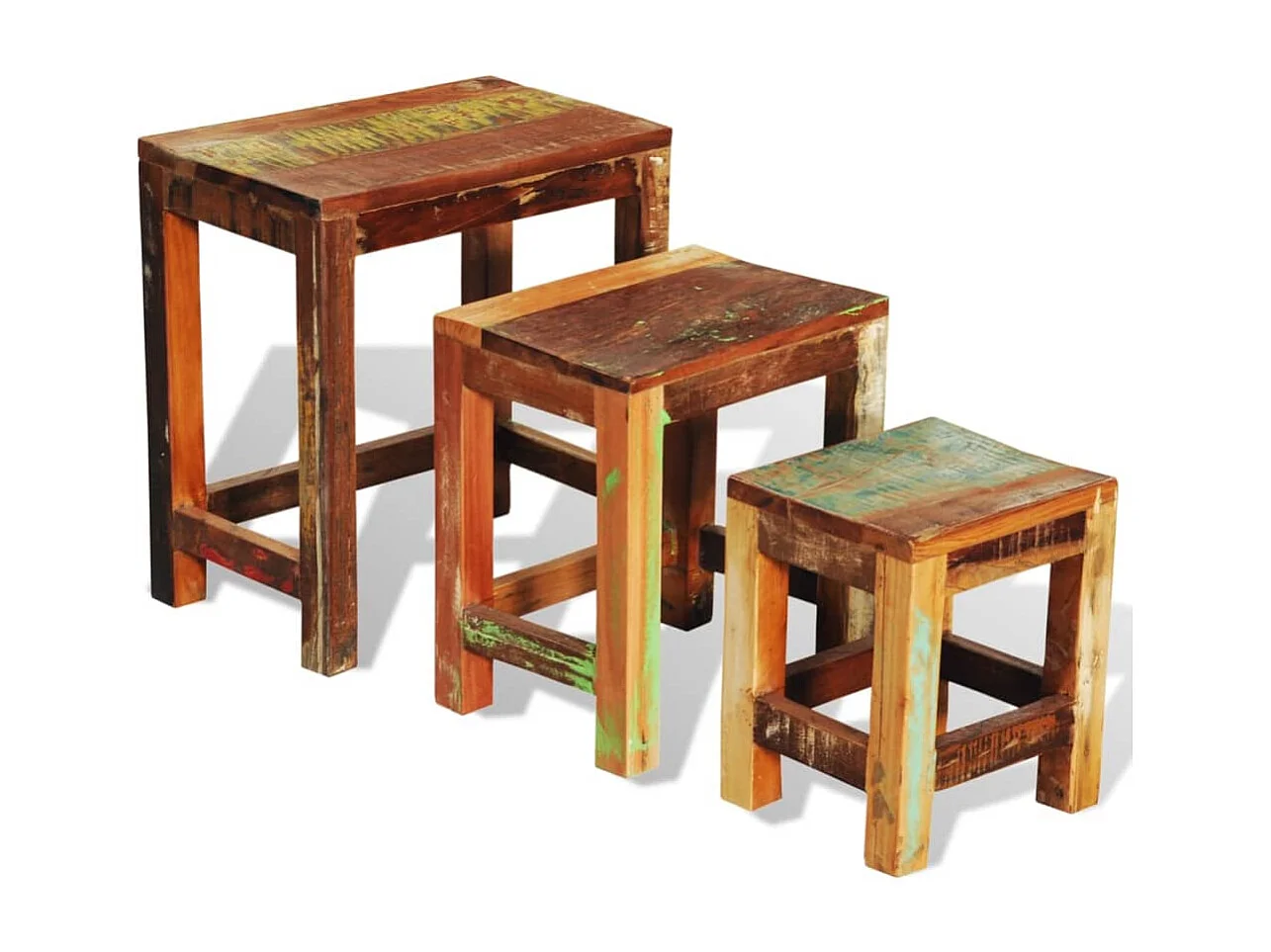 Table gigogne 3 pièces vintage Bois de récupération