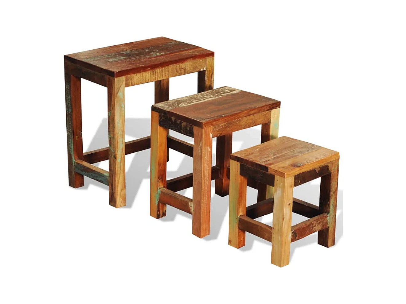 Table gigogne 3 pièces vintage Bois de récupération