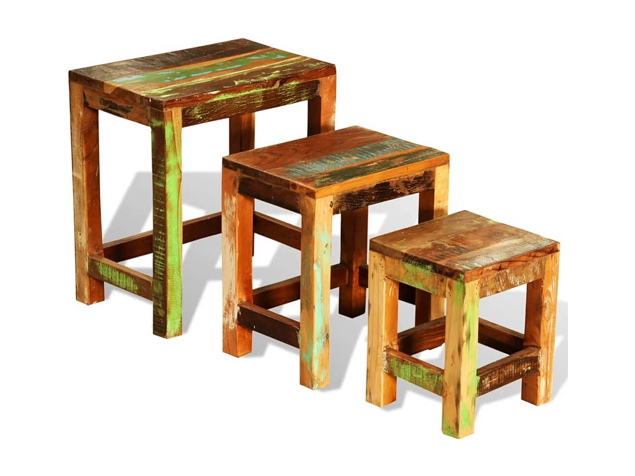 Table gigogne 3 pièces vintage Bois de récupération