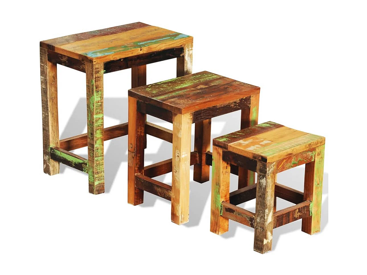 Table gigogne 3 pièces vintage Bois de récupération