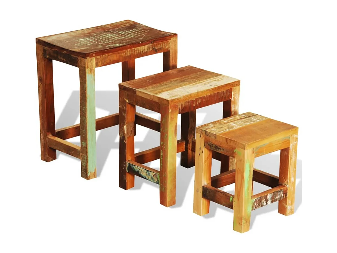 Table gigogne 3 pièces vintage Bois de récupération