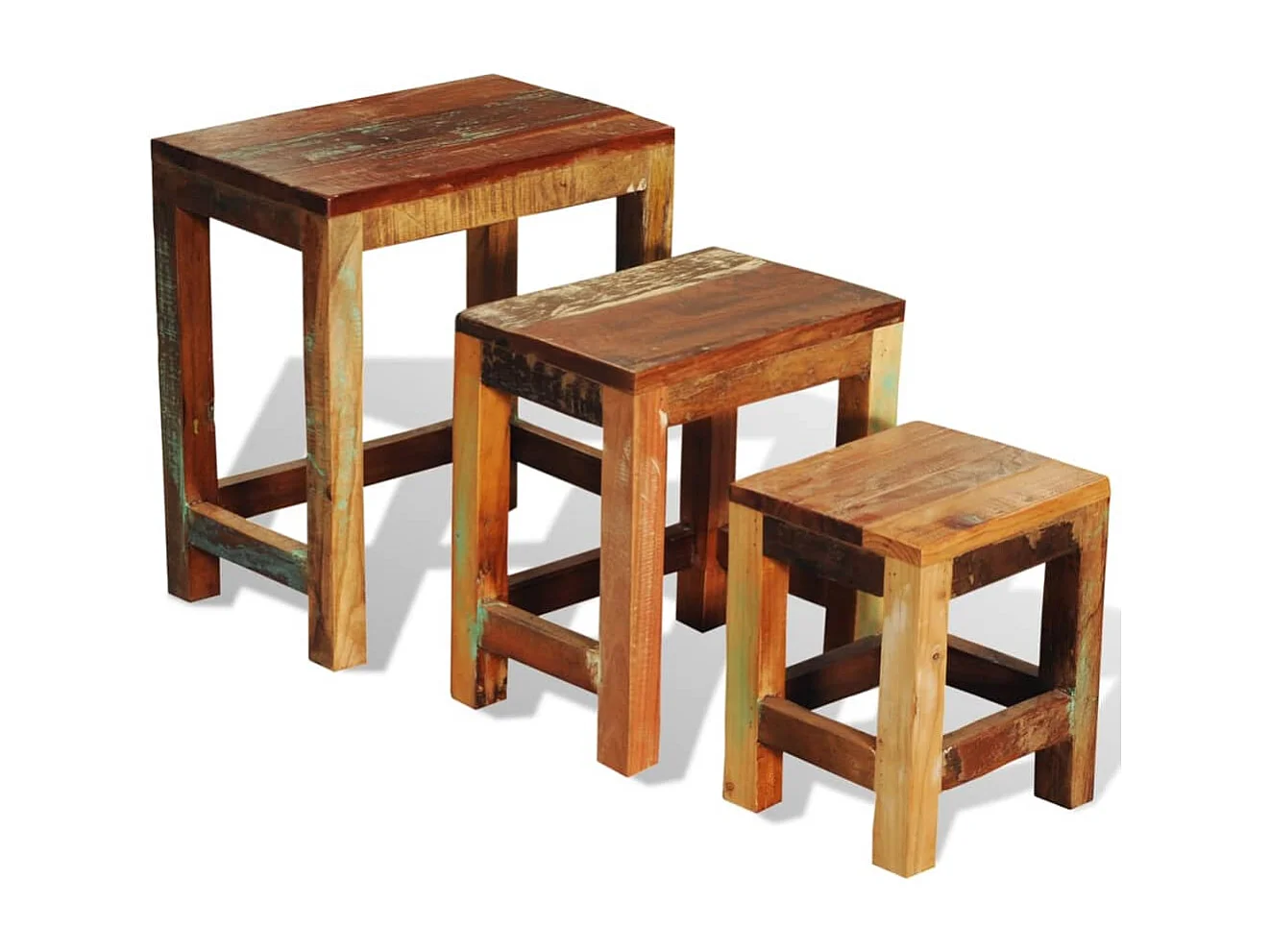 Table gigogne 3 pièces vintage Bois de récupération