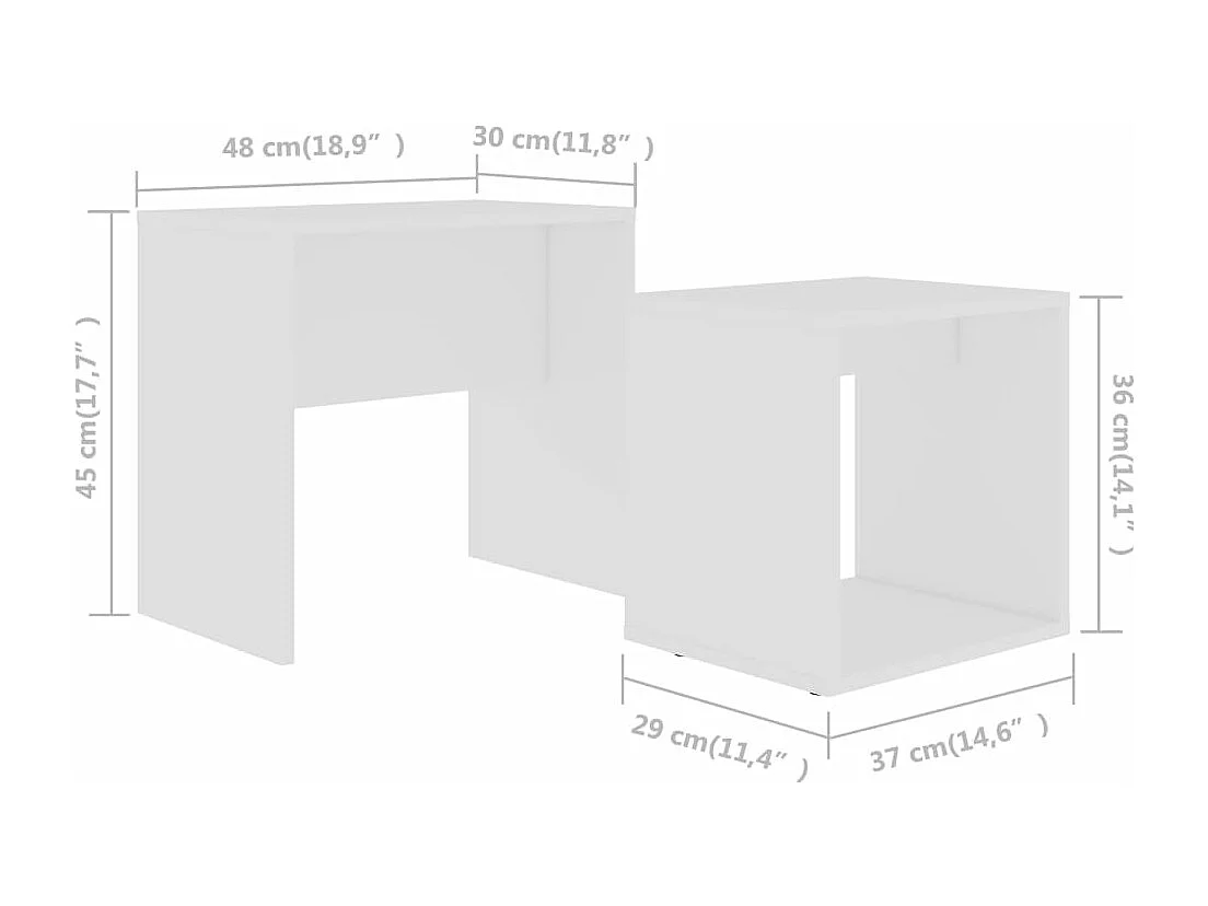 Ensemble de tables basses Blanc 48x30x45 cm Aggloméré