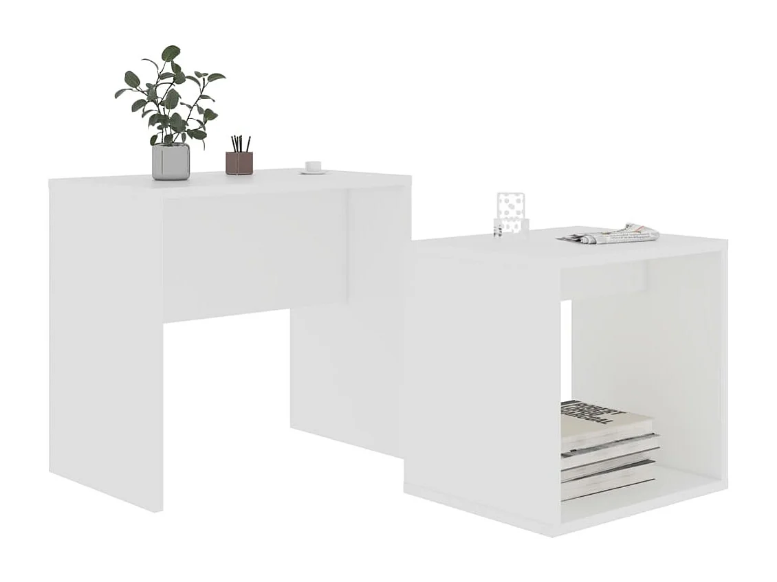 Ensemble de tables basses Blanc 48x30x45 cm Aggloméré