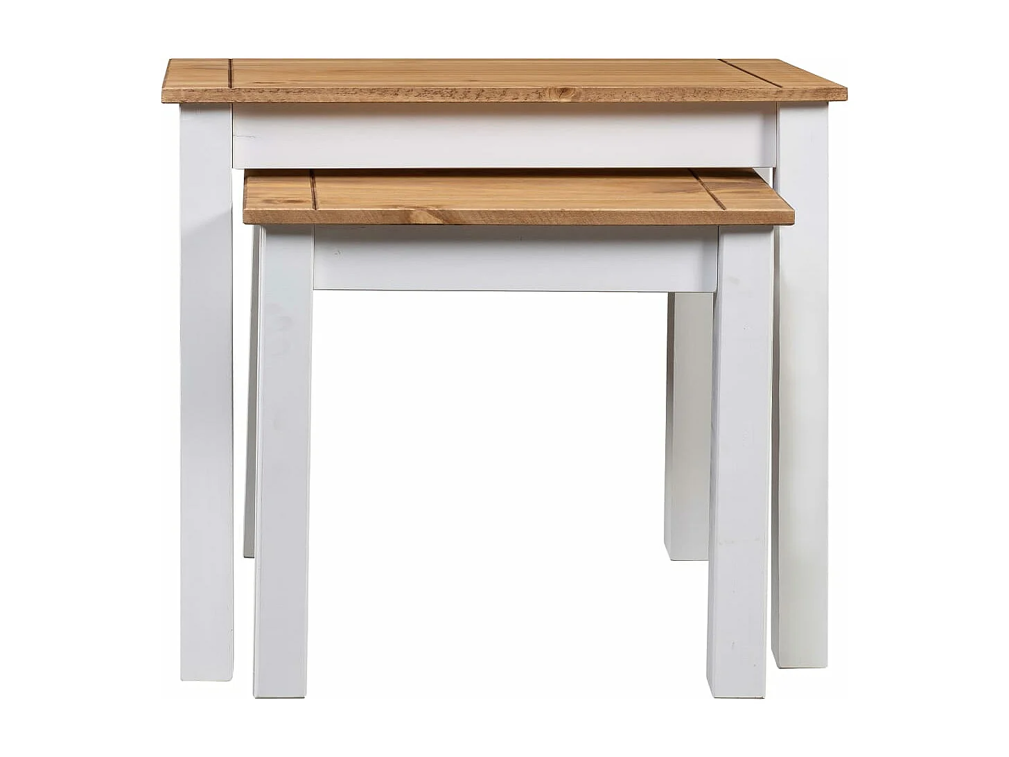 Tables gigognes 2 pièces Blanc Bois pin massif Assortiment Panama