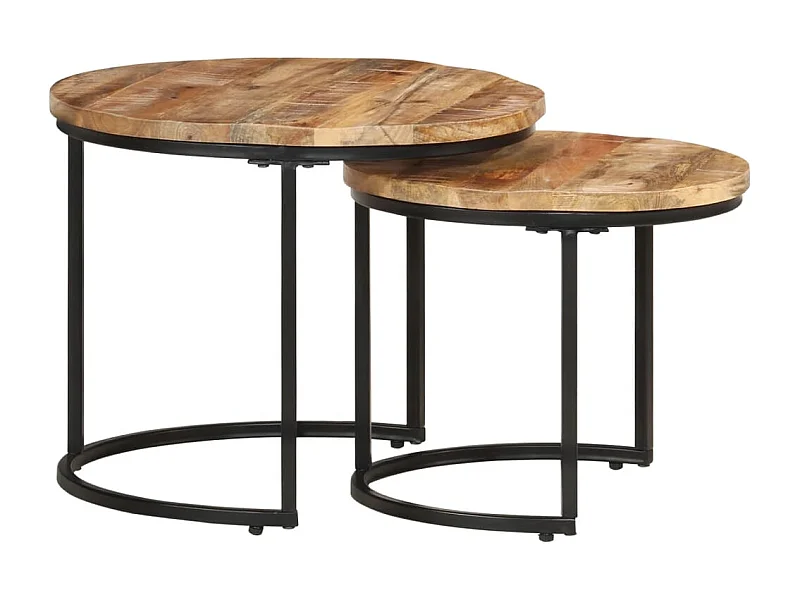 Tables gigognes 2 pièces Bois de manguier brut