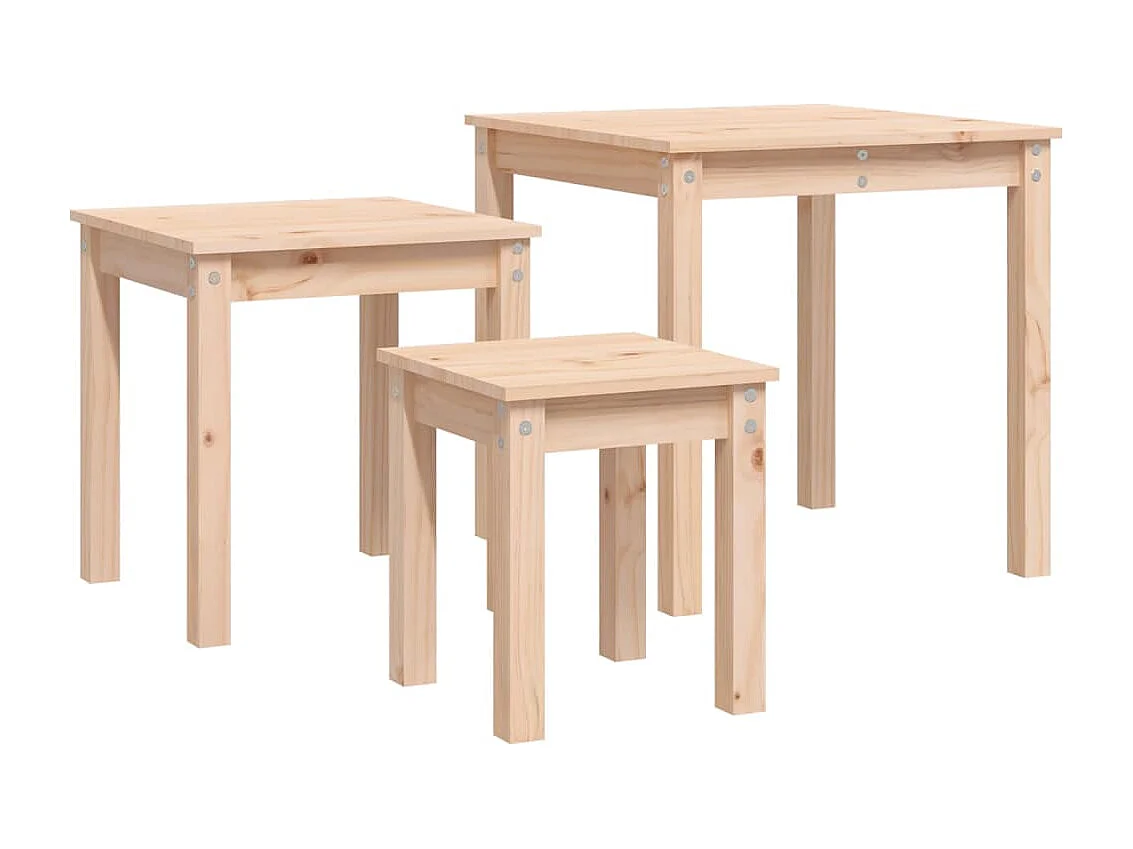 Tables gigognes 3 pièces Bois de pin massif
