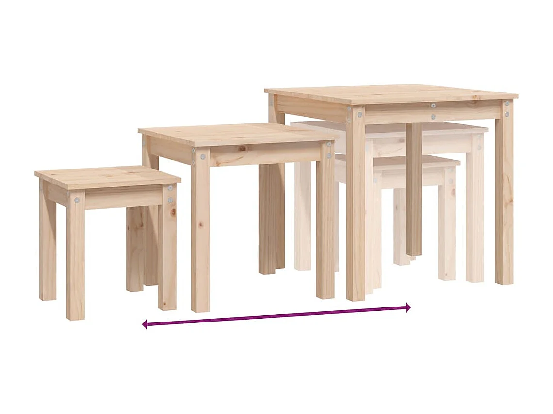 Tables gigognes 3 pièces Bois de pin massif