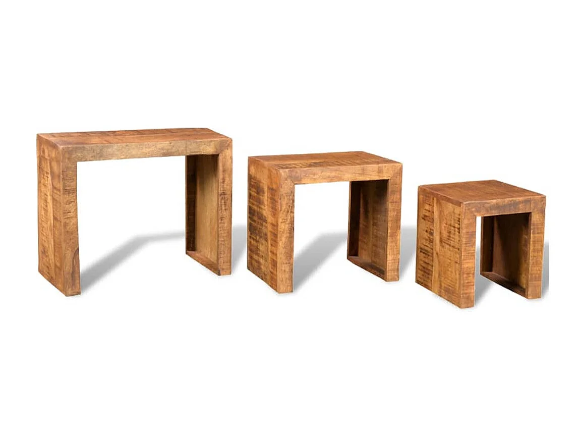 Table gigogne 3 pièces Bois massif de manguier