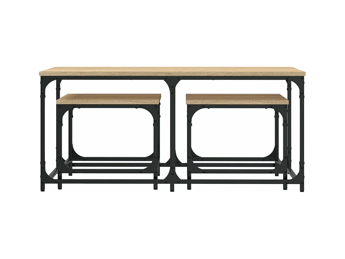 3-delige Tafeltjesset bewerkt hout sonoma eikenkleurig