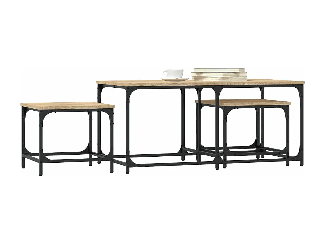 Tables basses gigognes 3 pièces chêne sonoma bois d'ingénierie