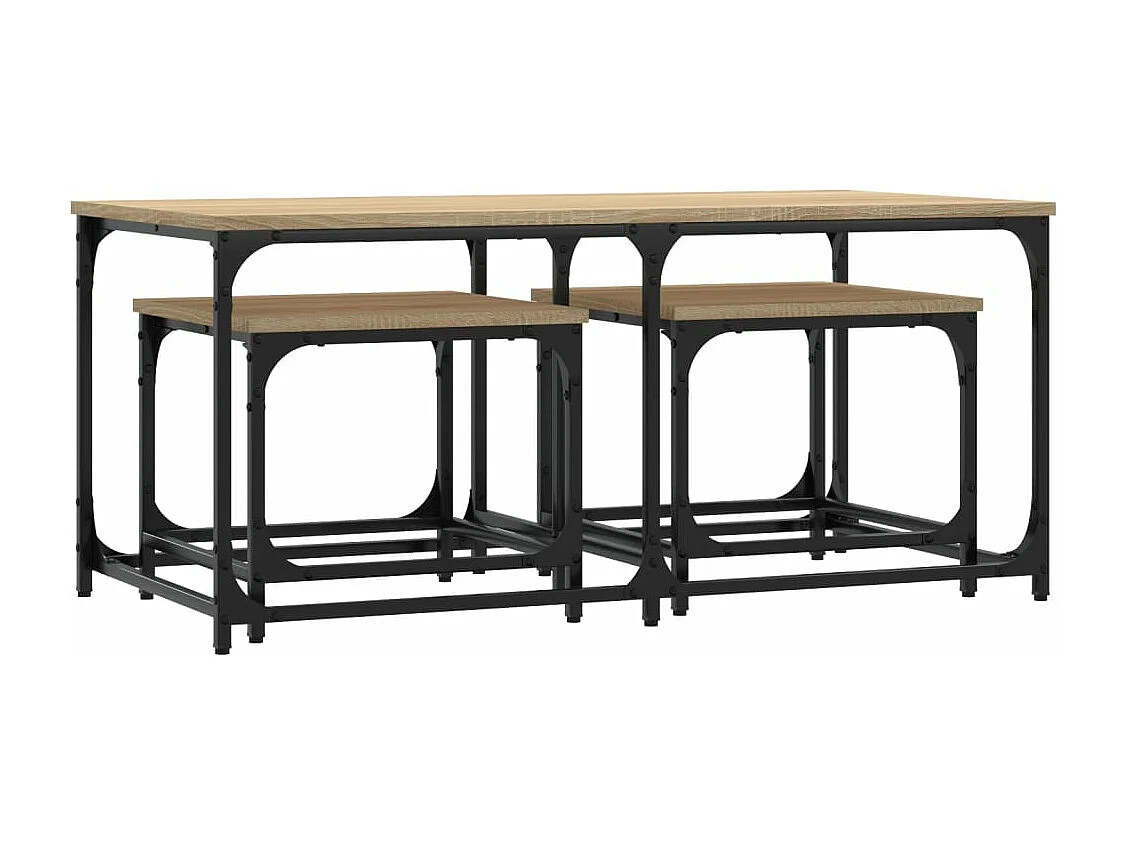 Tables basses gigognes 3 pièces chêne sonoma bois d'ingénierie